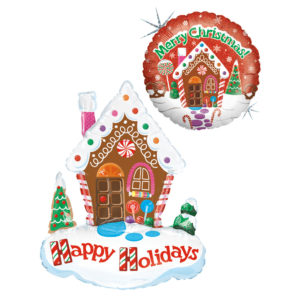 Christmas balloon designs with a gingerbread theme