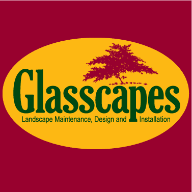 maroon background, yellow oval with Glasscapes in green lettering