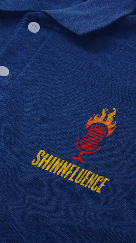 Shinnfluence branded blue polo shirt